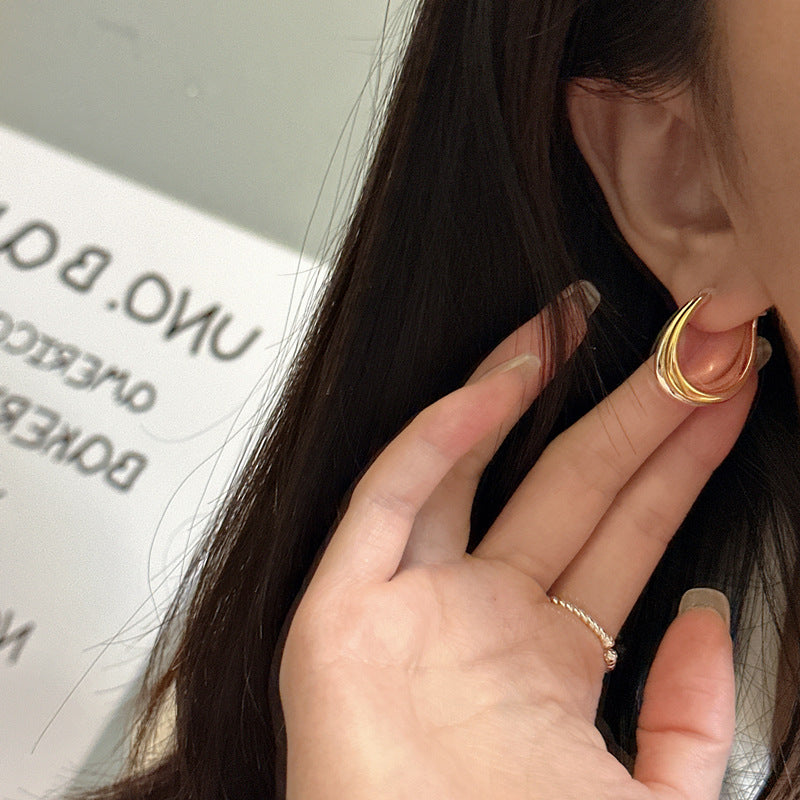 925 Sterling Silver Two Color Hoop Earrings