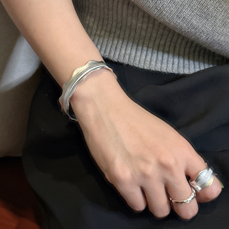 925 Sterling Silver Wide Bracelet Bangle