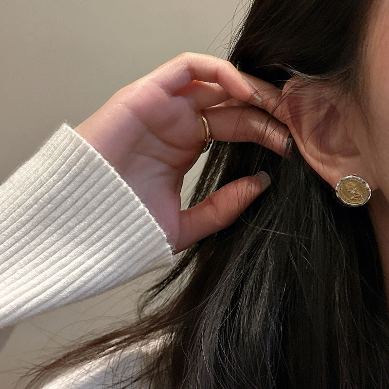 925 Sterling Silver Two Tone Earring Studs