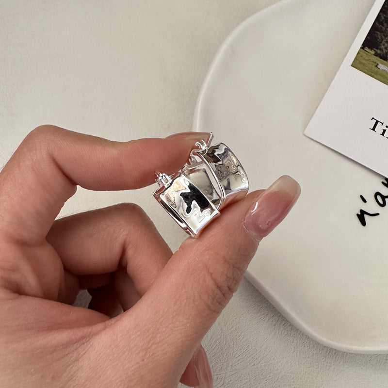 925 Sterling Silver Wide Earrings