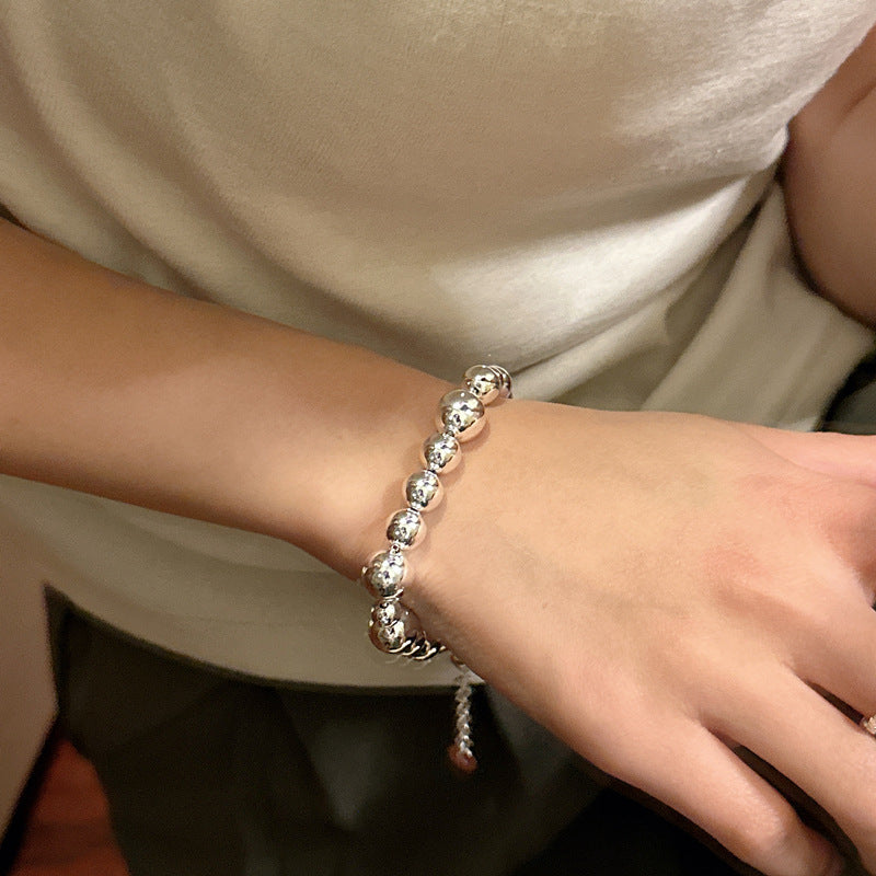 925 Sterling Silver Ball Beaded Bracelet Bangle