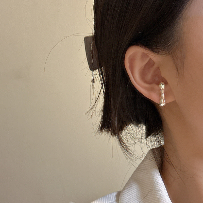 925 Sterling Silver E Shape Earring Studs