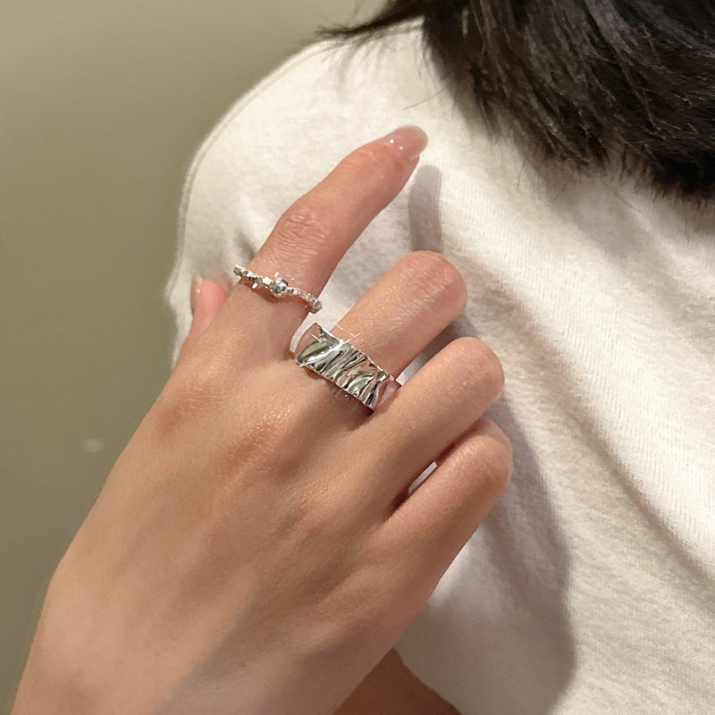 925 Sterling Silver Trendy Crinkled Ring