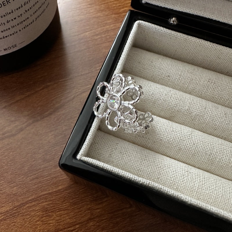 925 sterling silver simple summer flower chic ring