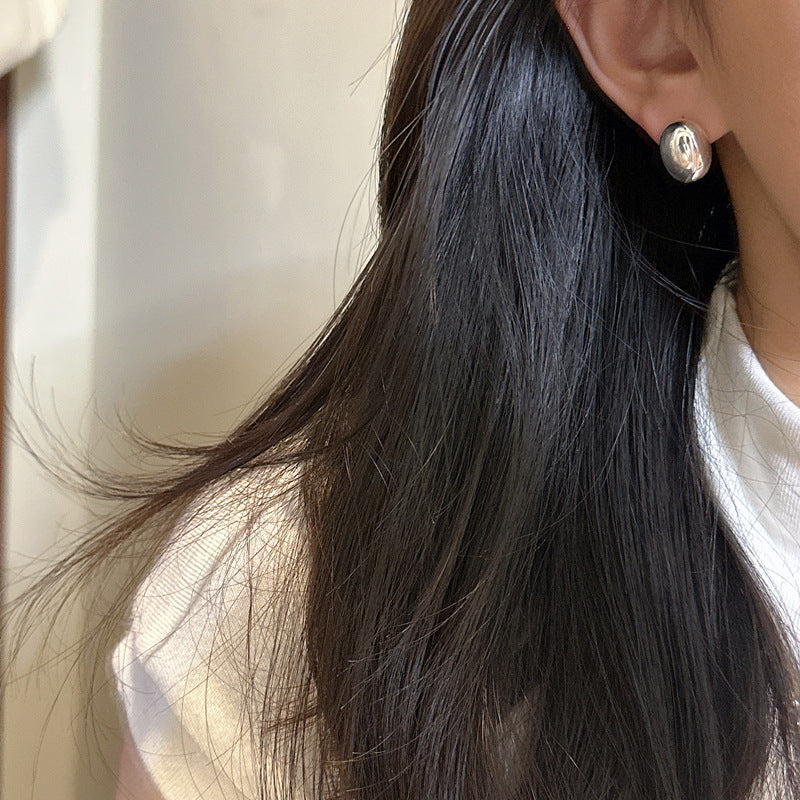 925 Sterling Silver Bean Earring Studs