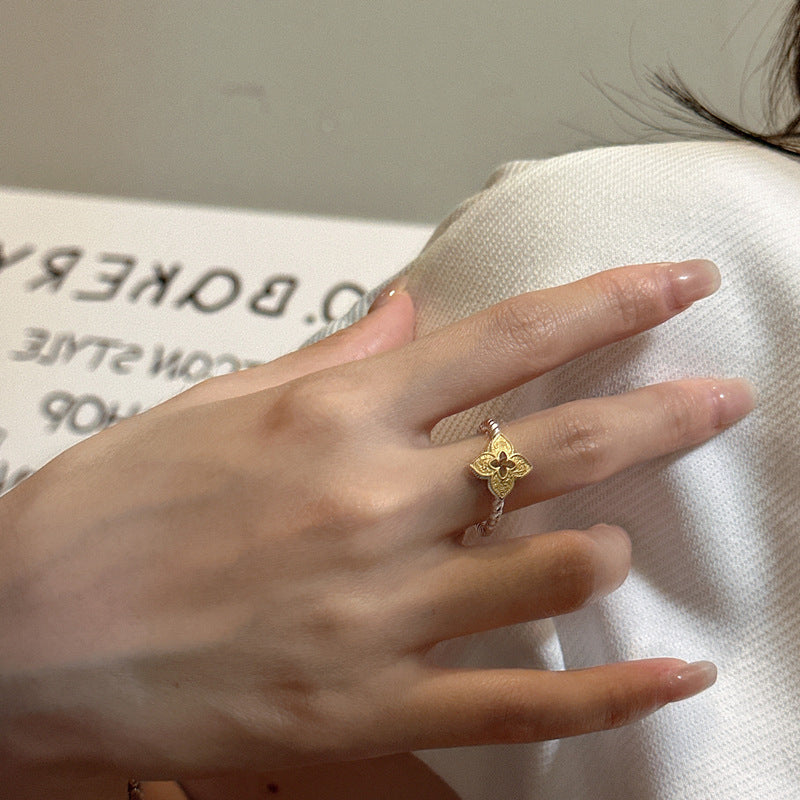 925 Sterling Silver Clover Ring