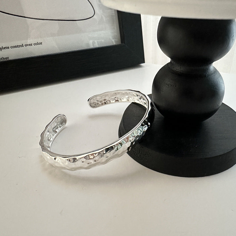 925 Sterling Silver Hammered Bracelet Bangle