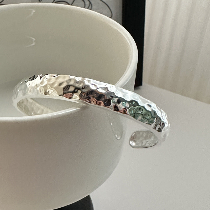 925 Sterling Silver Hammered Bracelet Bangle