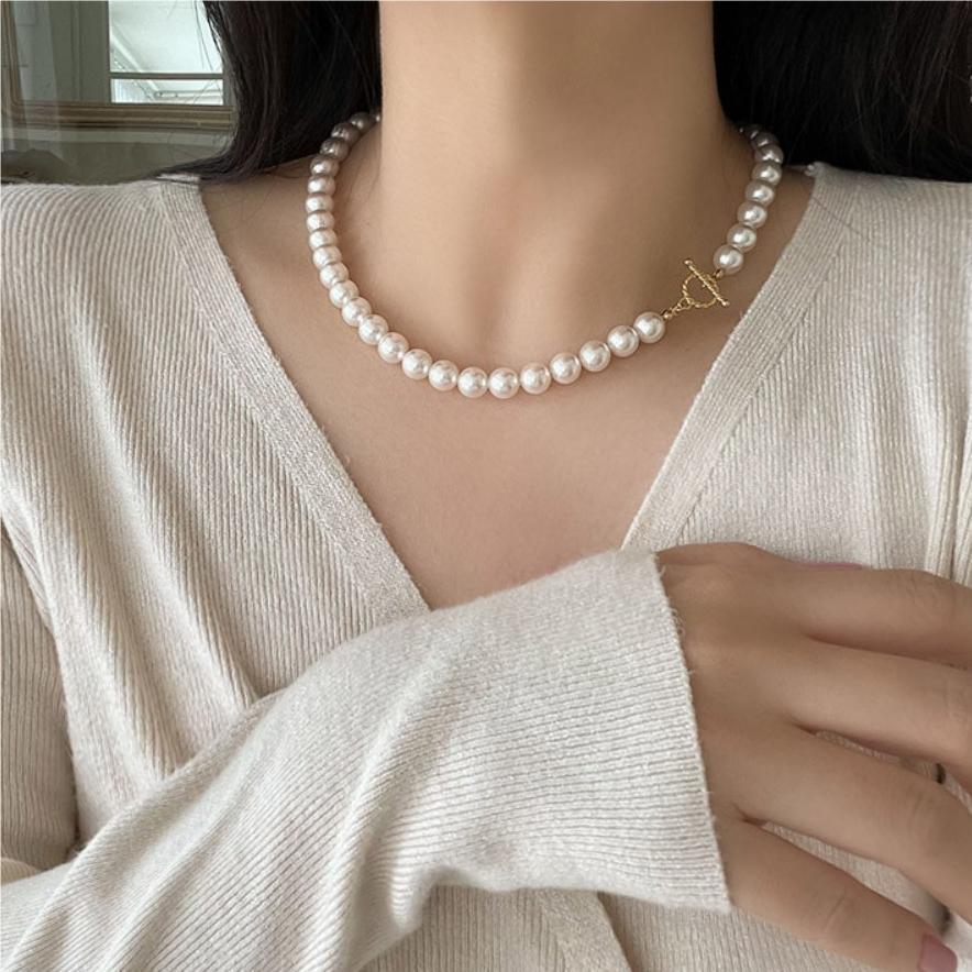 925 Sterling Silver Freshwater Pearl OT Necklace