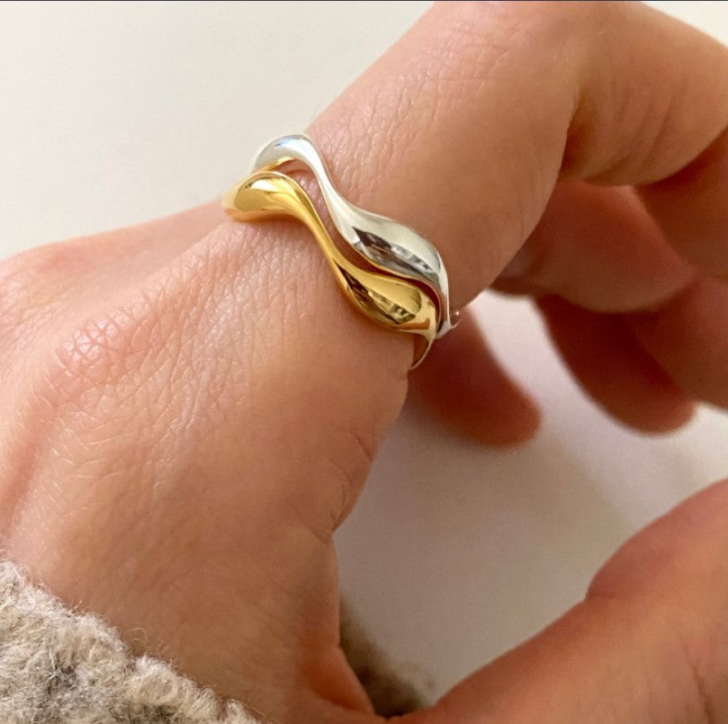 925 Sterling Silver Wave Adjustable Ring