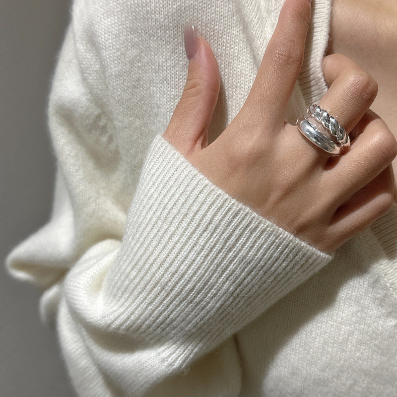 925 Sterling Silver Rope Layered Ring