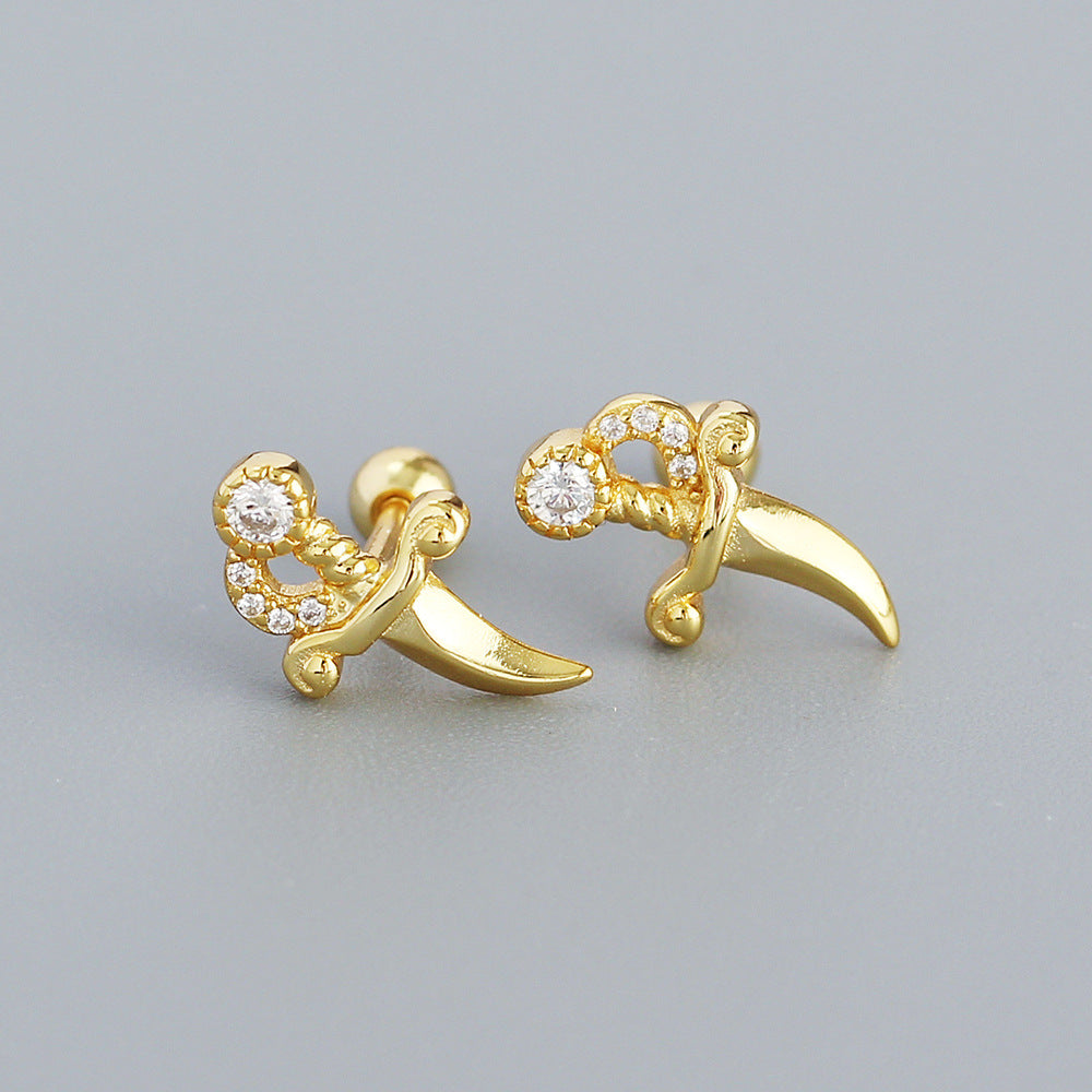 925 Sterling Silver Knife Shape Earrings