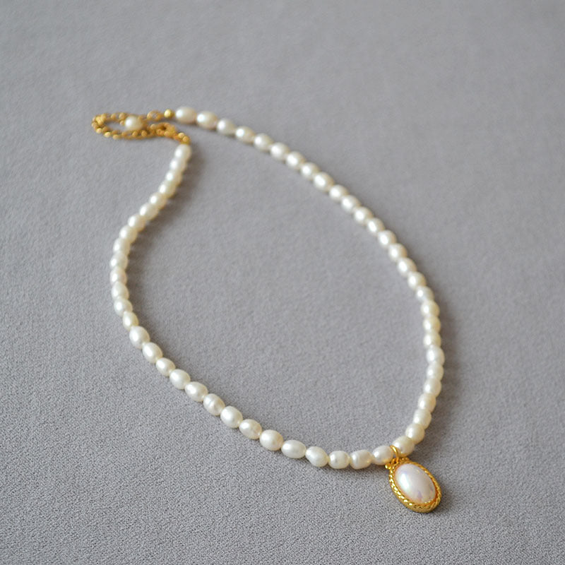 Brass Freshwater Pearl Necklace