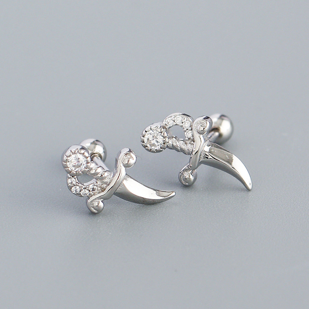 925 Sterling Silver Knife Shape Earrings