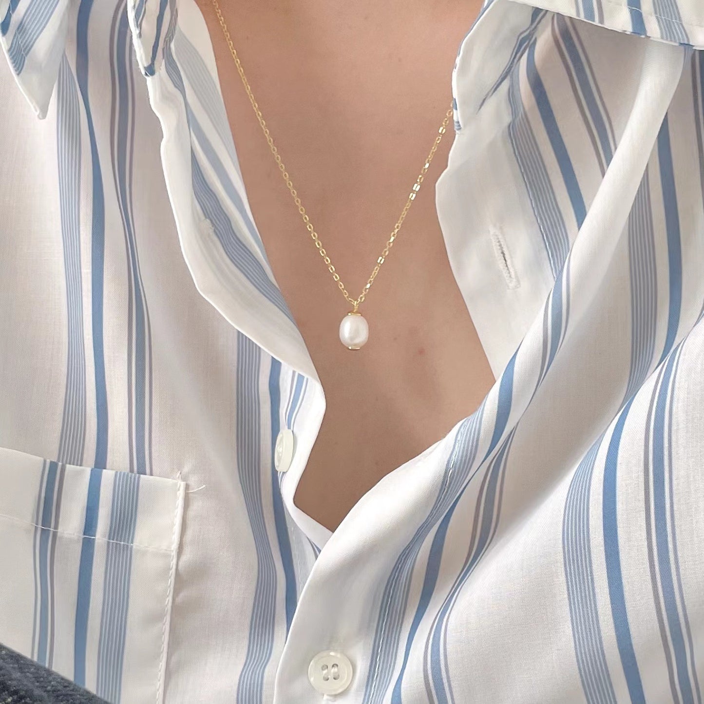 925 Sterling Silver Freshwater Pearl Pendant Necklace