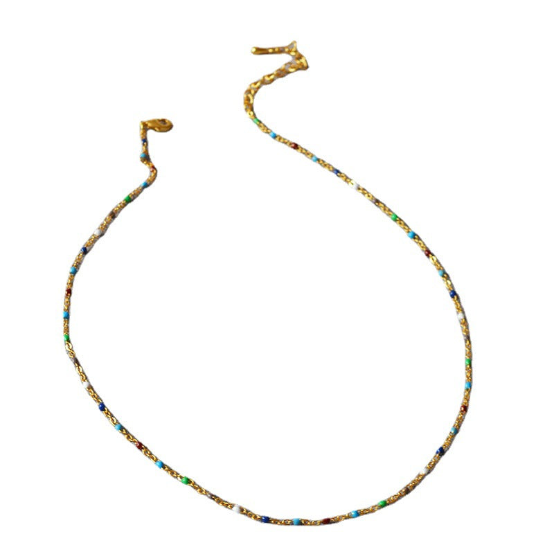 Fashion Brass Necklace With Colorful Beads