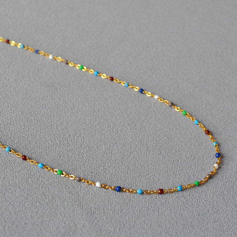 Fashion Brass Necklace With Colorful Beads