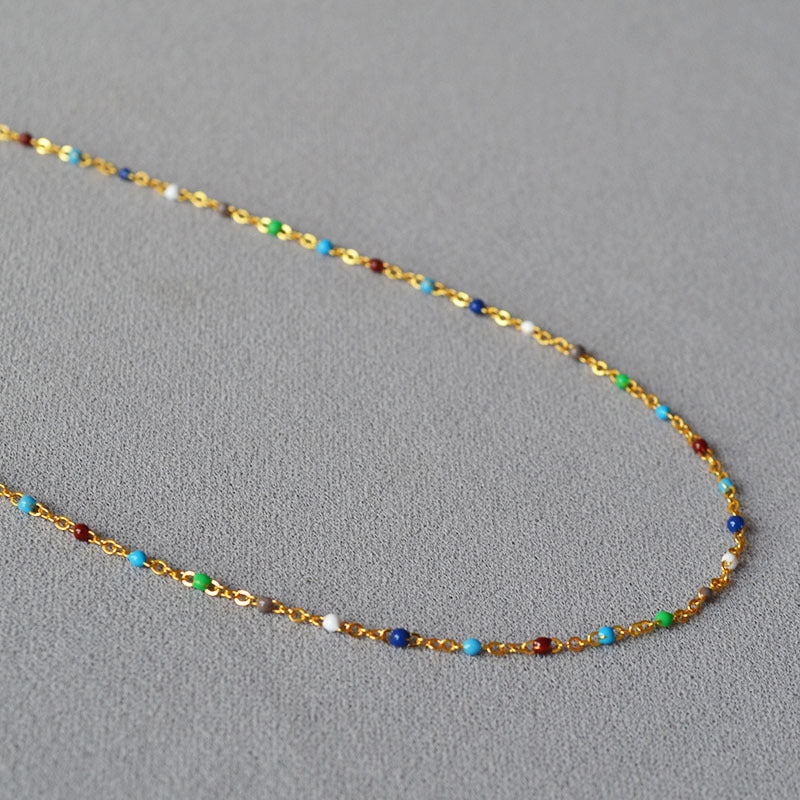 Fashion Brass Necklace With Colorful Beads