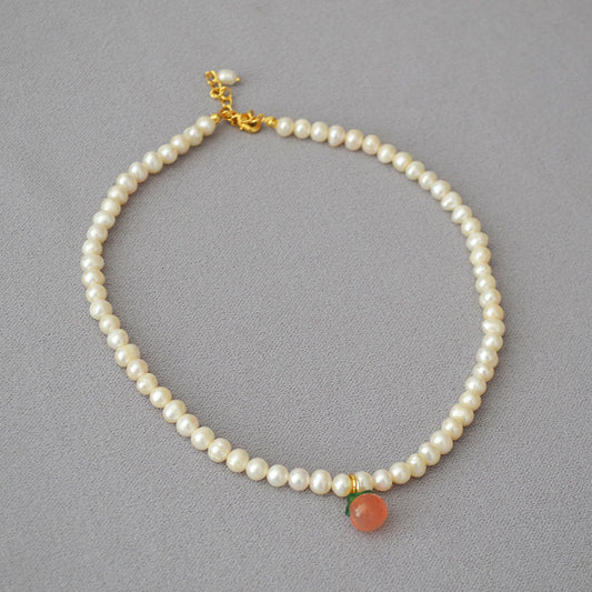 Brass Freshwater Pearl Peach Necklace