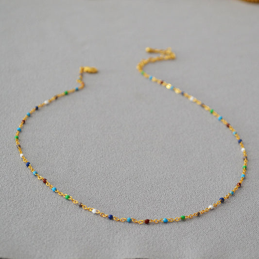 Fashion Brass Necklace With Colorful Beads