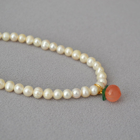 Brass Freshwater Pearl Peach Necklace