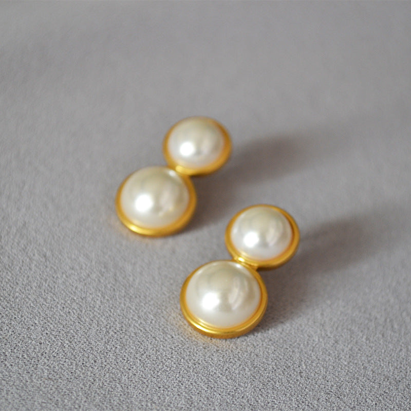 Brass Pearl Earrings