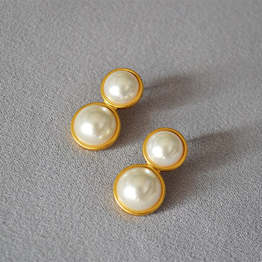 Brass Pearl Earrings