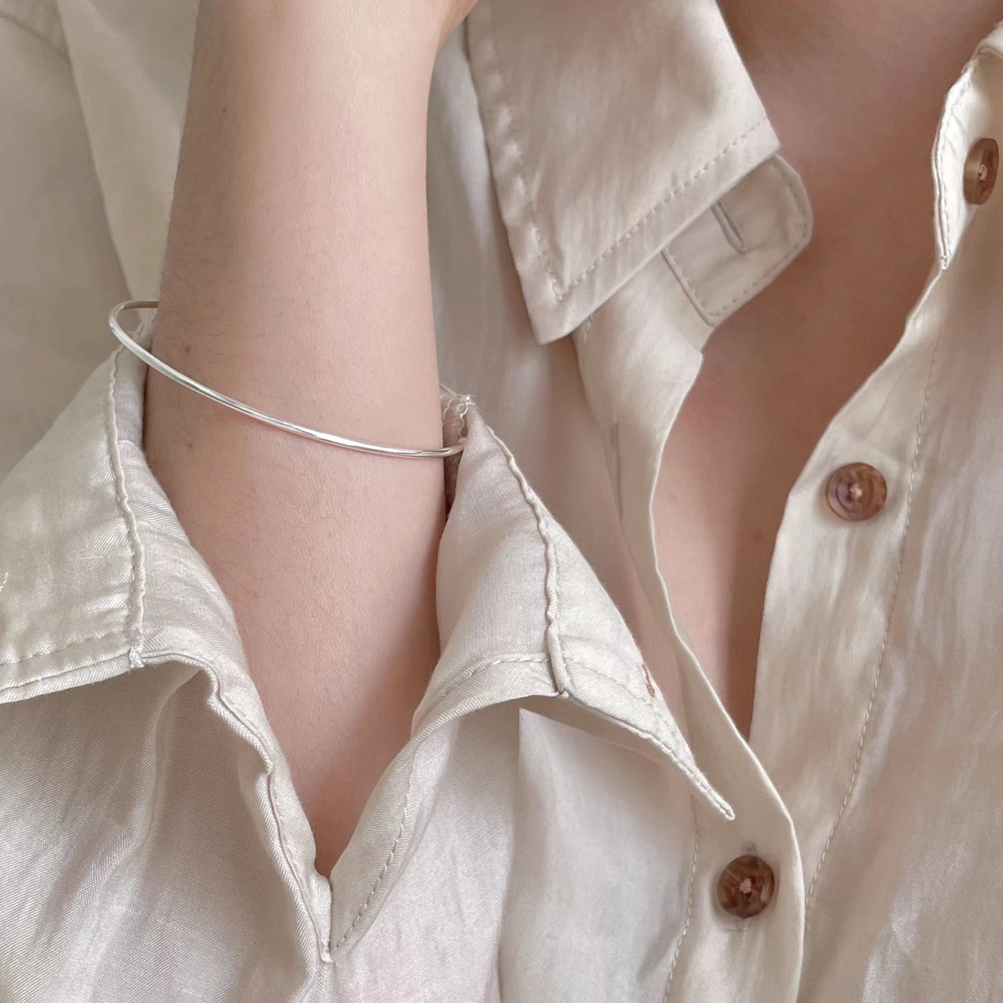 925 Sterling Silver Ins Fashion Wire Bracelet Bangle