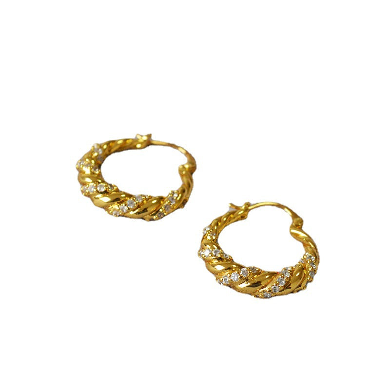 Brass Fashion Twisted Shining Earrings