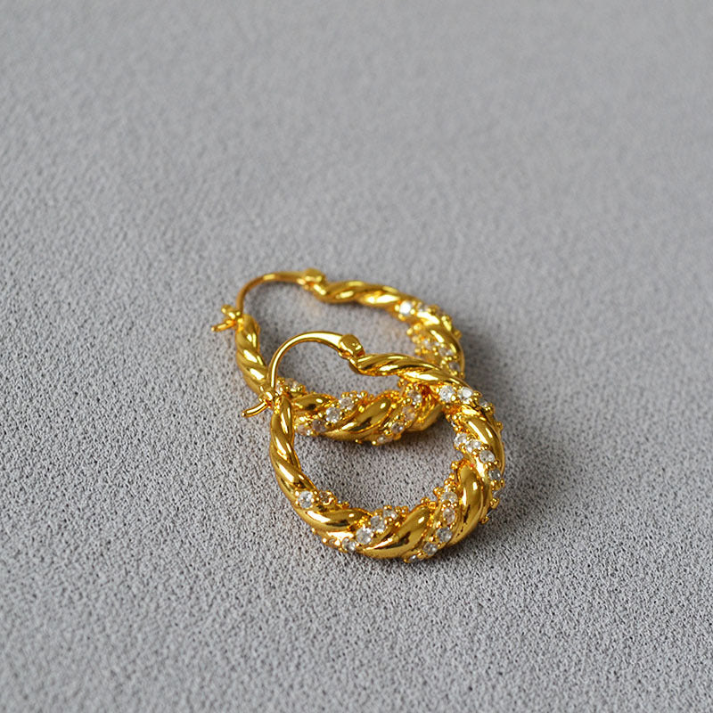 Brass Fashion Twisted Shining Earrings