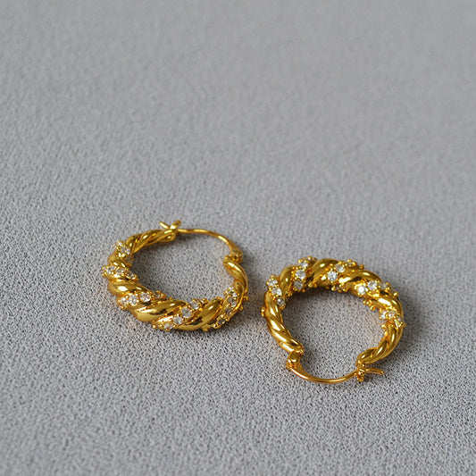 Brass Fashion Twisted Shining Earrings