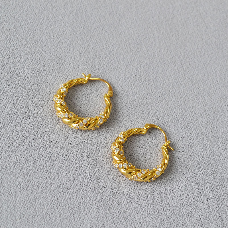 Brass Fashion Twisted Shining Earrings