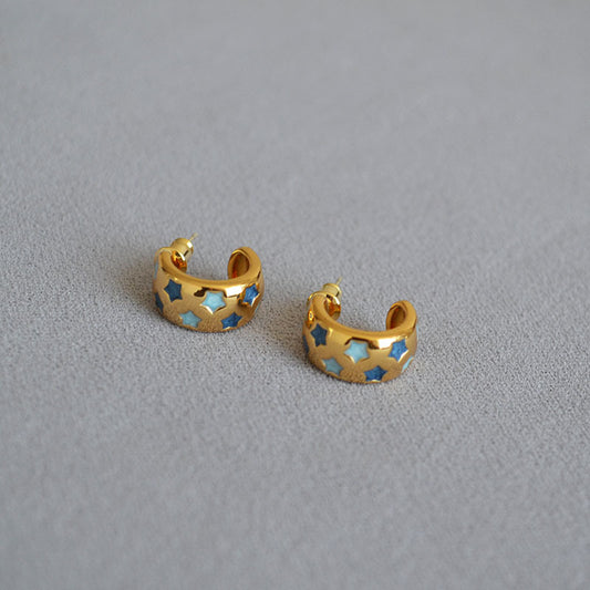 Brass Star Enamel Earrings