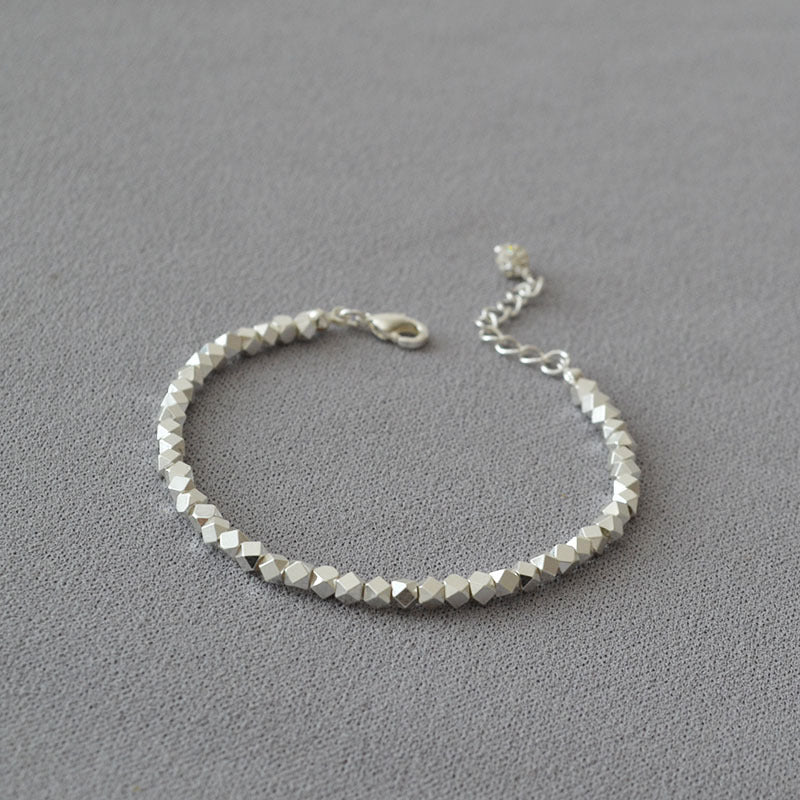 Brass Diamond-Cut Beaded Bracelet Bangle