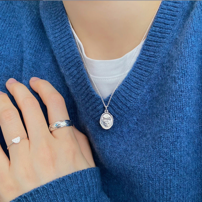 925 Sterling Silver Smiley Face Necklace