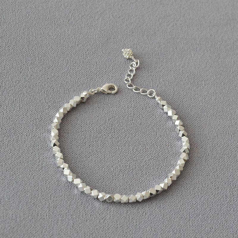 Brass Diamond-Cut Beaded Bracelet Bangle
