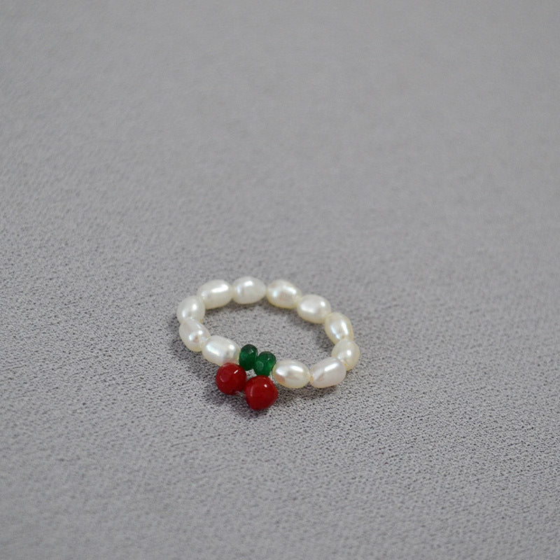 Brass Coloured Stones Pearl Ring