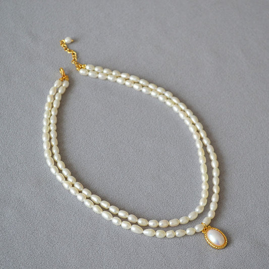 Brass Freshwater Pearl Layered Necklace