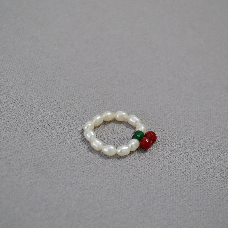 Brass Coloured Stones Pearl Ring