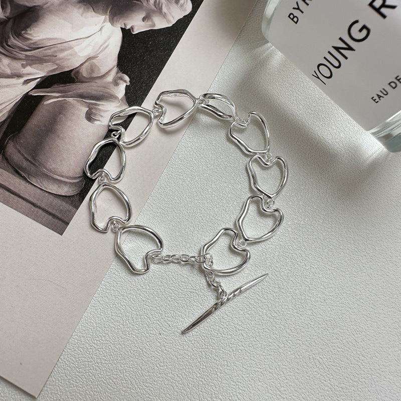 925 Sterling Silver Heart Bracelet Bangle