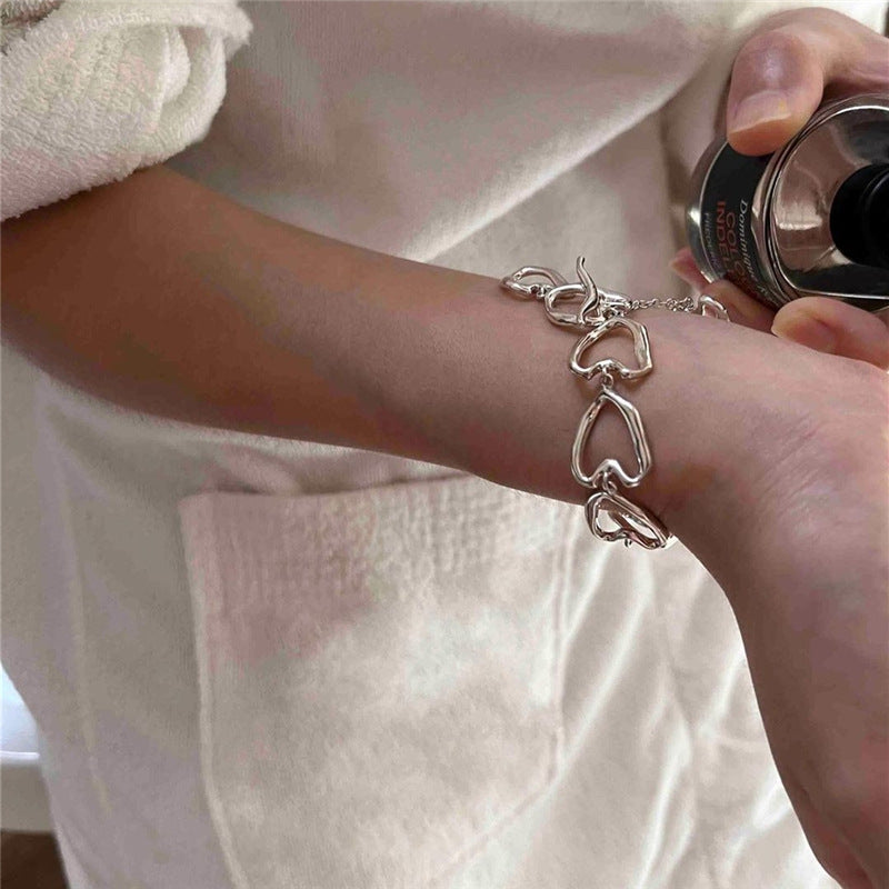 925 Sterling Silver Heart Bracelet Bangle