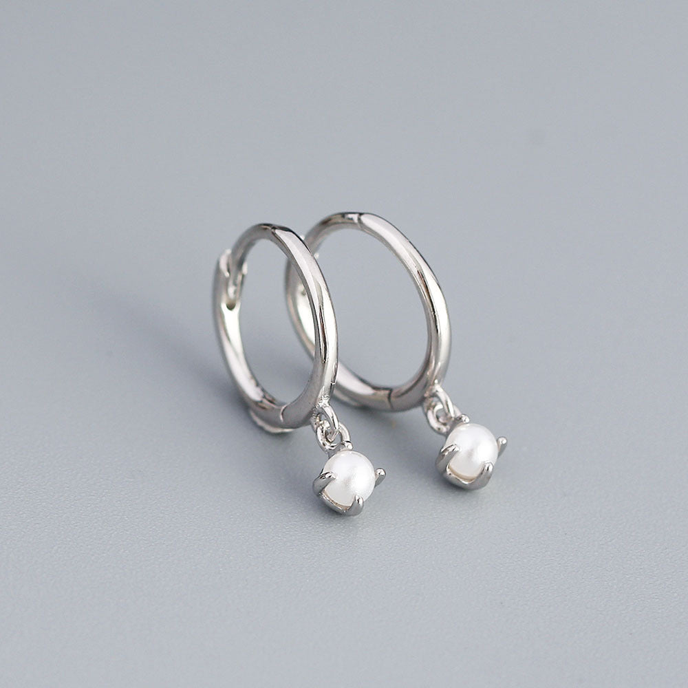 925 Sterling Sliver Drop Hoop Earrings