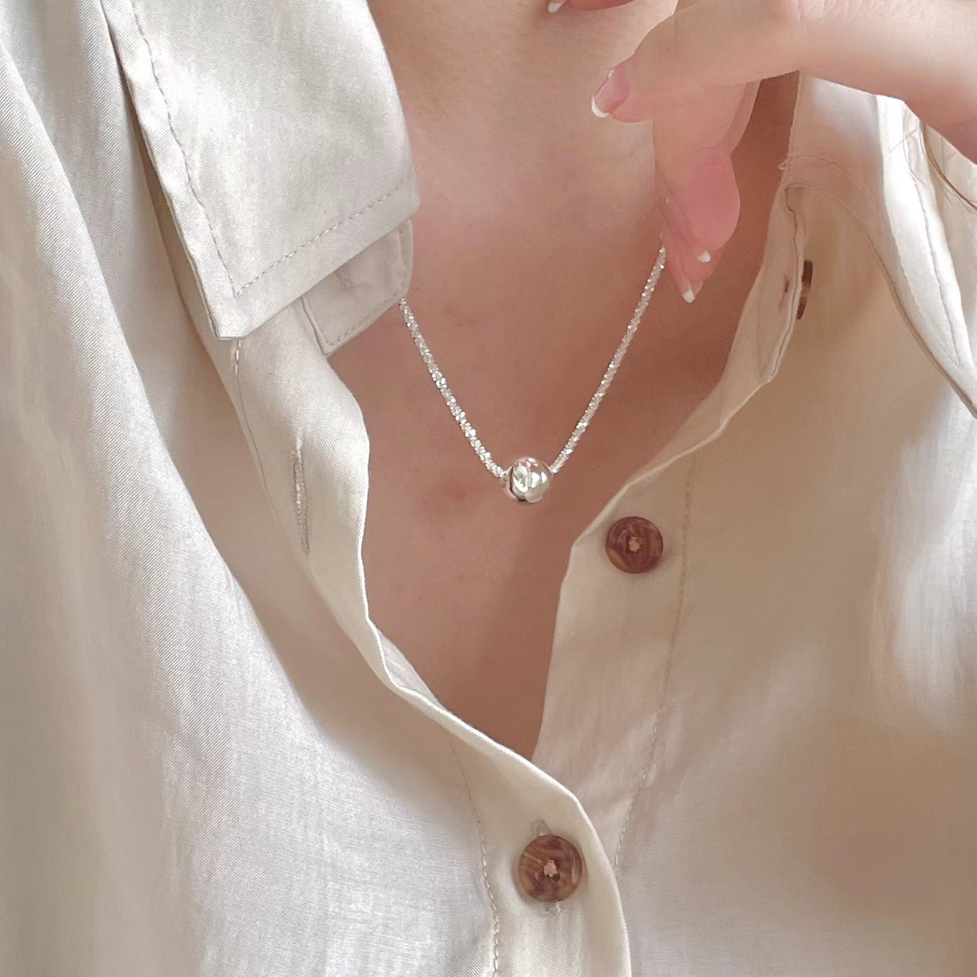 925 Sterling Silver Ball Pendant Necklace