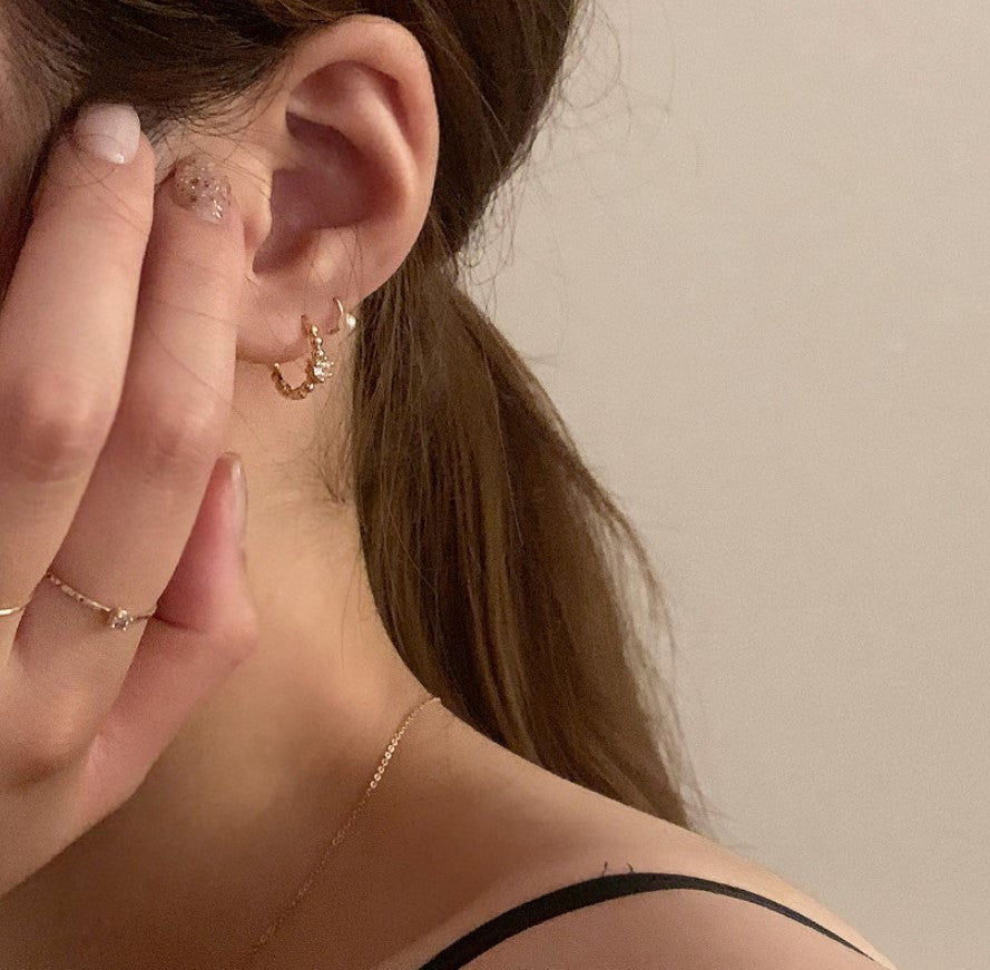 925 Sterling Silver CZ Hoop Earrings