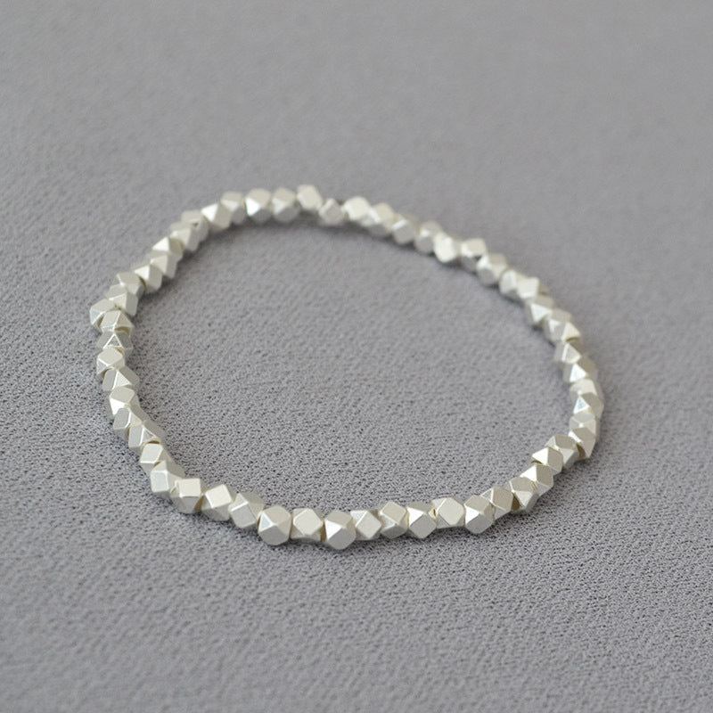 Brass Diamond-Cut Beaded Bracelet Bangle