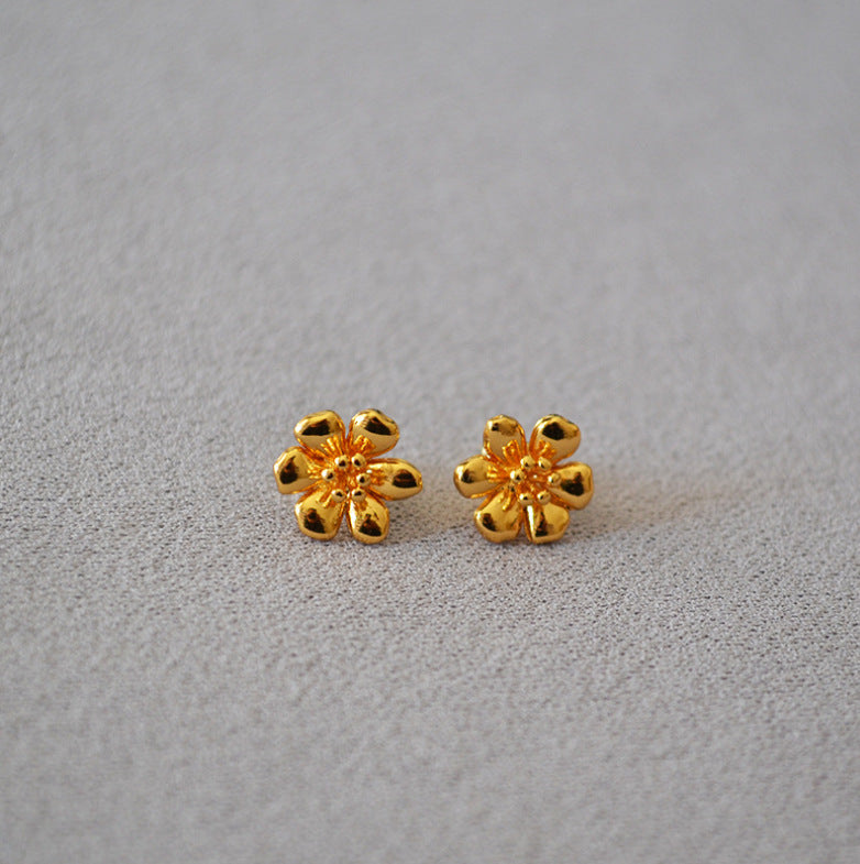Brass Enamel Flower Earring Studs