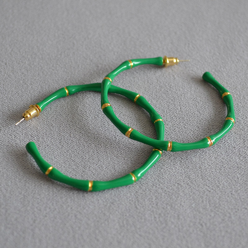 Brass Earrings Coloured Enamel Glaze