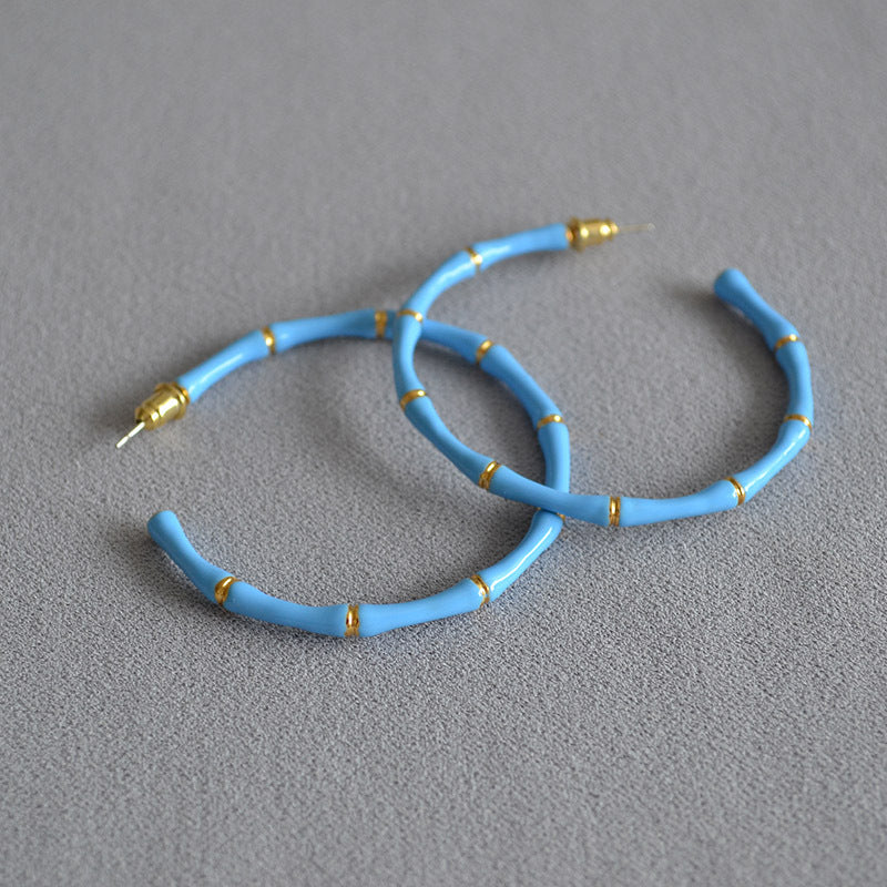 Brass Earrings Coloured Enamel Glaze