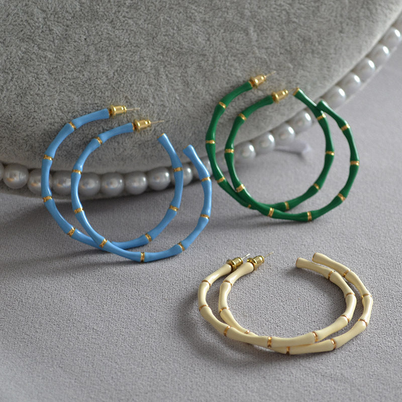 Brass Earrings Coloured Enamel Glaze