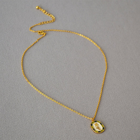 Brass Grape Pendant Cross Chain Necklace
